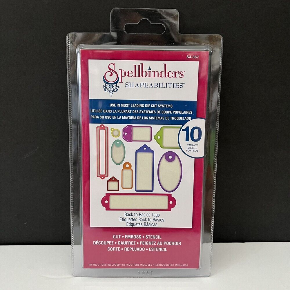 New Spellbinders Shapeabilities Back To Basics Tags 10 Die Template S4-367